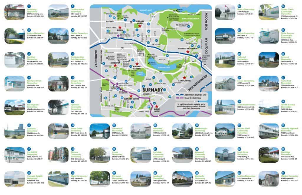 Burnaby Elementary Schools Map Burnaby British Columbia Canada